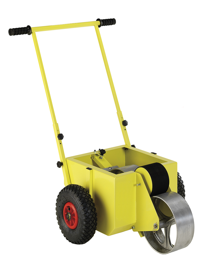 carrello traccialinee a rullo per campo calcio in erba