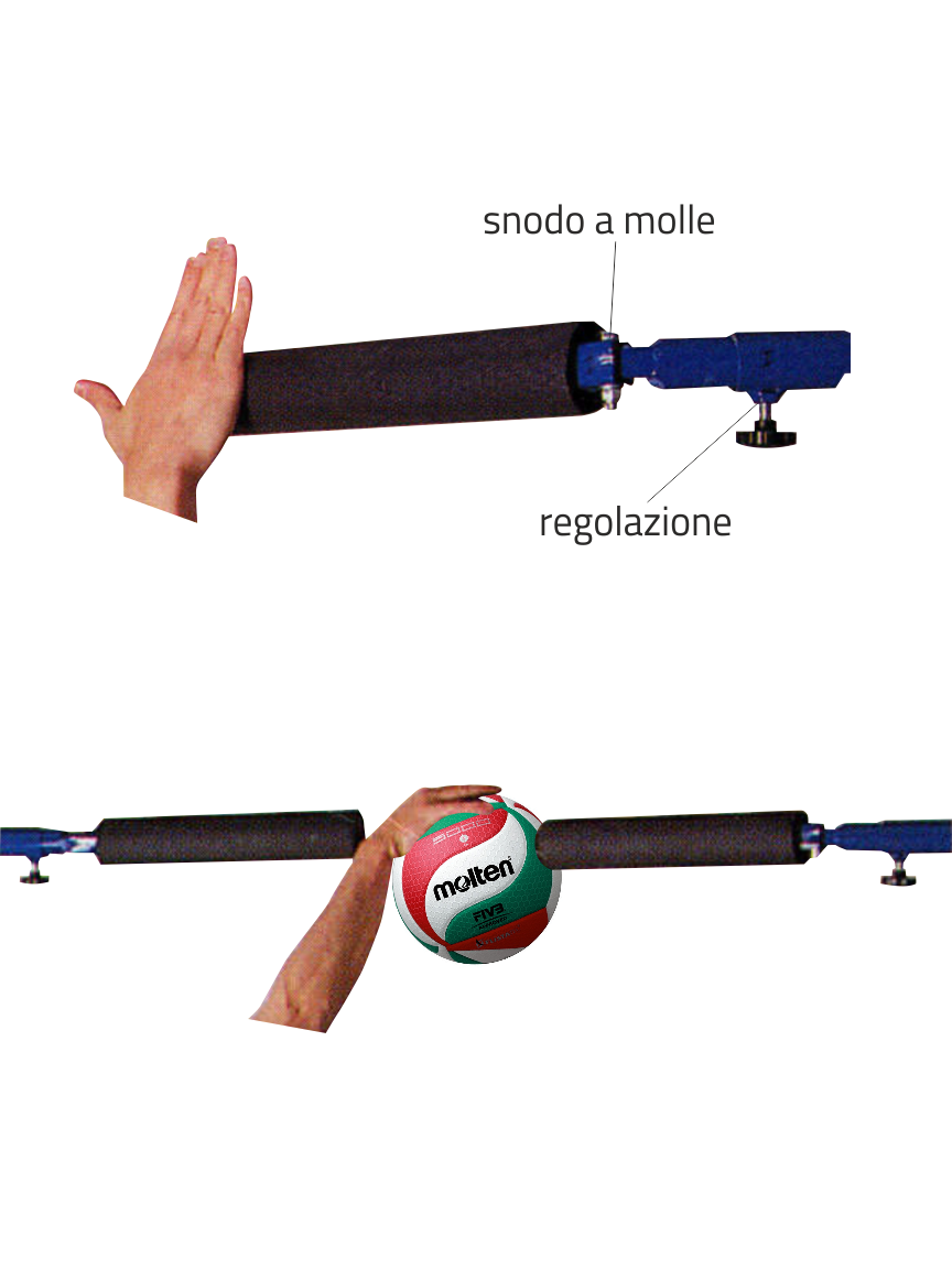 Spike con ganasce per pallone pallavolo foto particolari