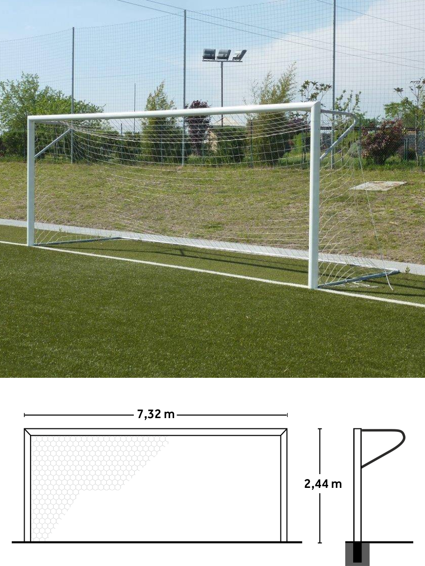 coppia porte calcio regolamentari 7,32x2,44 mt fisse