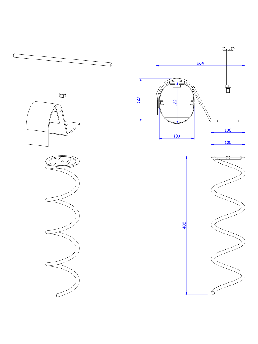 disegno 1 molla per fissaggio al terreno porte da calcio e calcetto