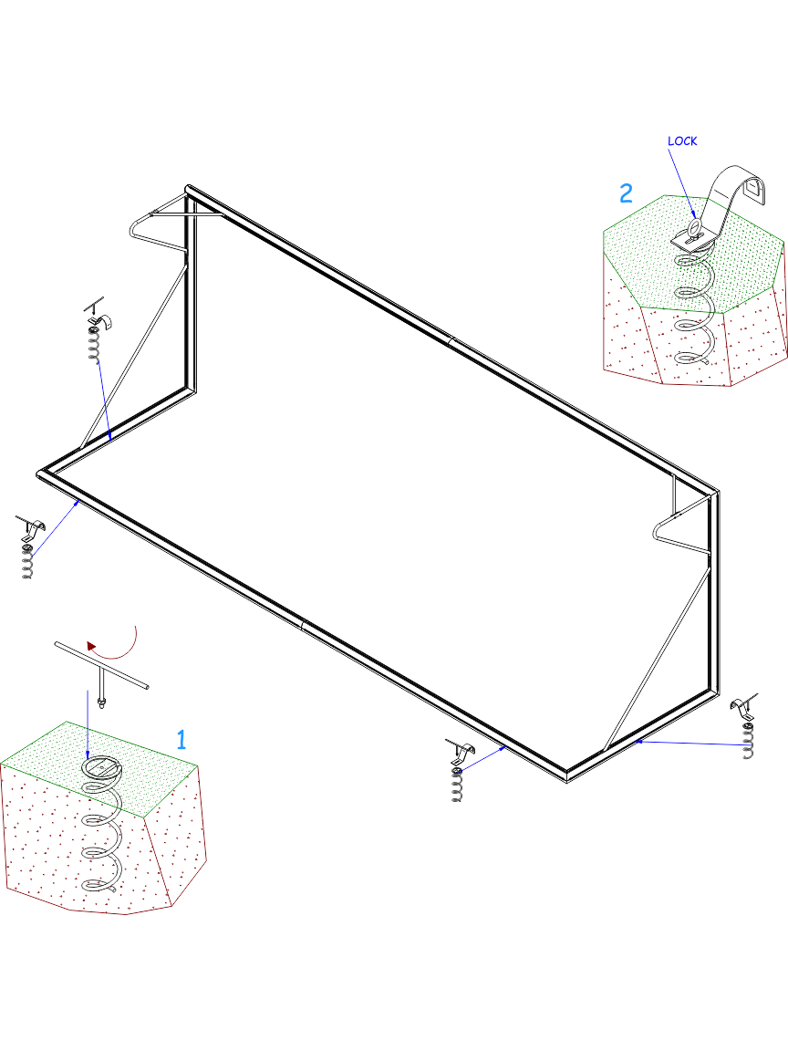 disegno 2 molla per fissaggio al terreno porte da calcio e calcetto