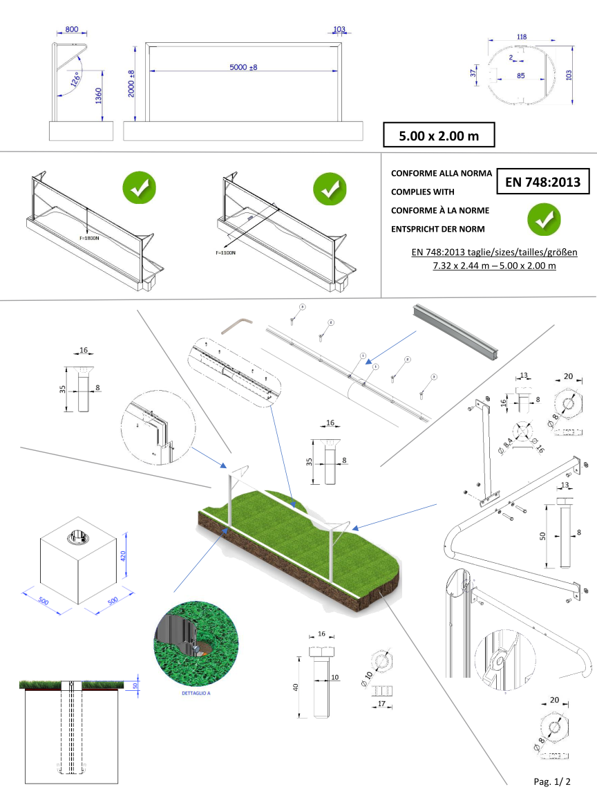 COPPIA PORTE FISSE 5 X 2 mt - TUBO Ø 100/120 mm