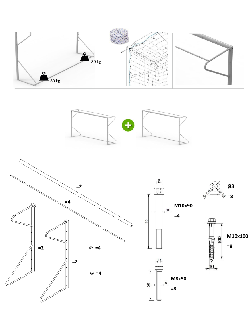 COPPIA PORTE MOBILI 4 X 2 mt - TUBO Ø 80 mm