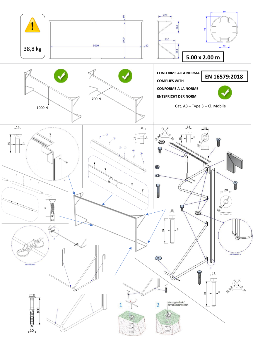 COPPIA PORTE MOBILI 5 X 2 mt - TUBO Ø 80 mm