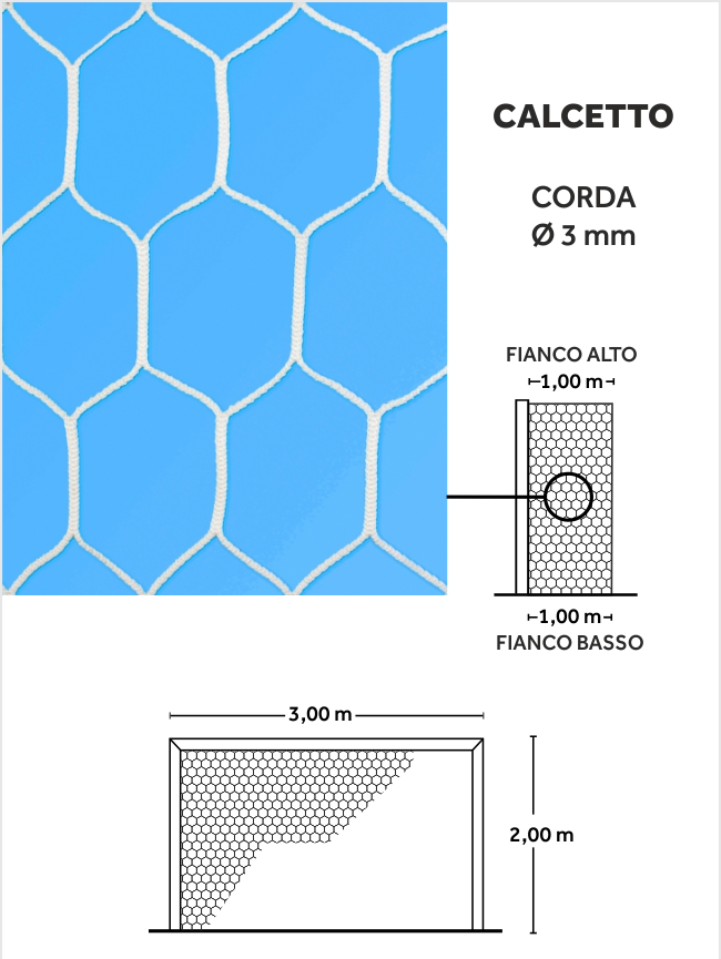 rete per porta calcetto 3x2 allenamento colore bianco