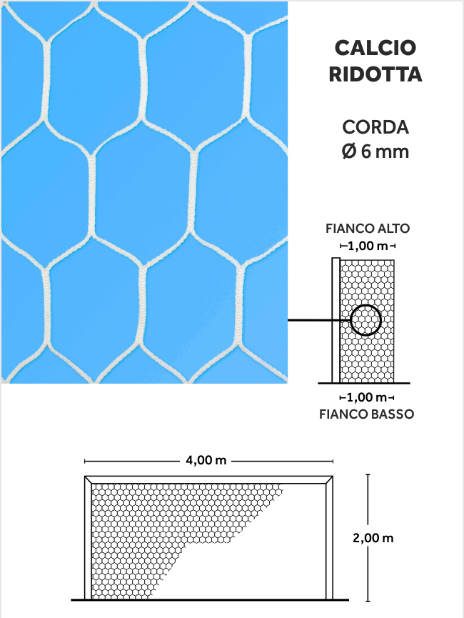 reti porte calcio ridotte esagonale gara 4x2 6 mm