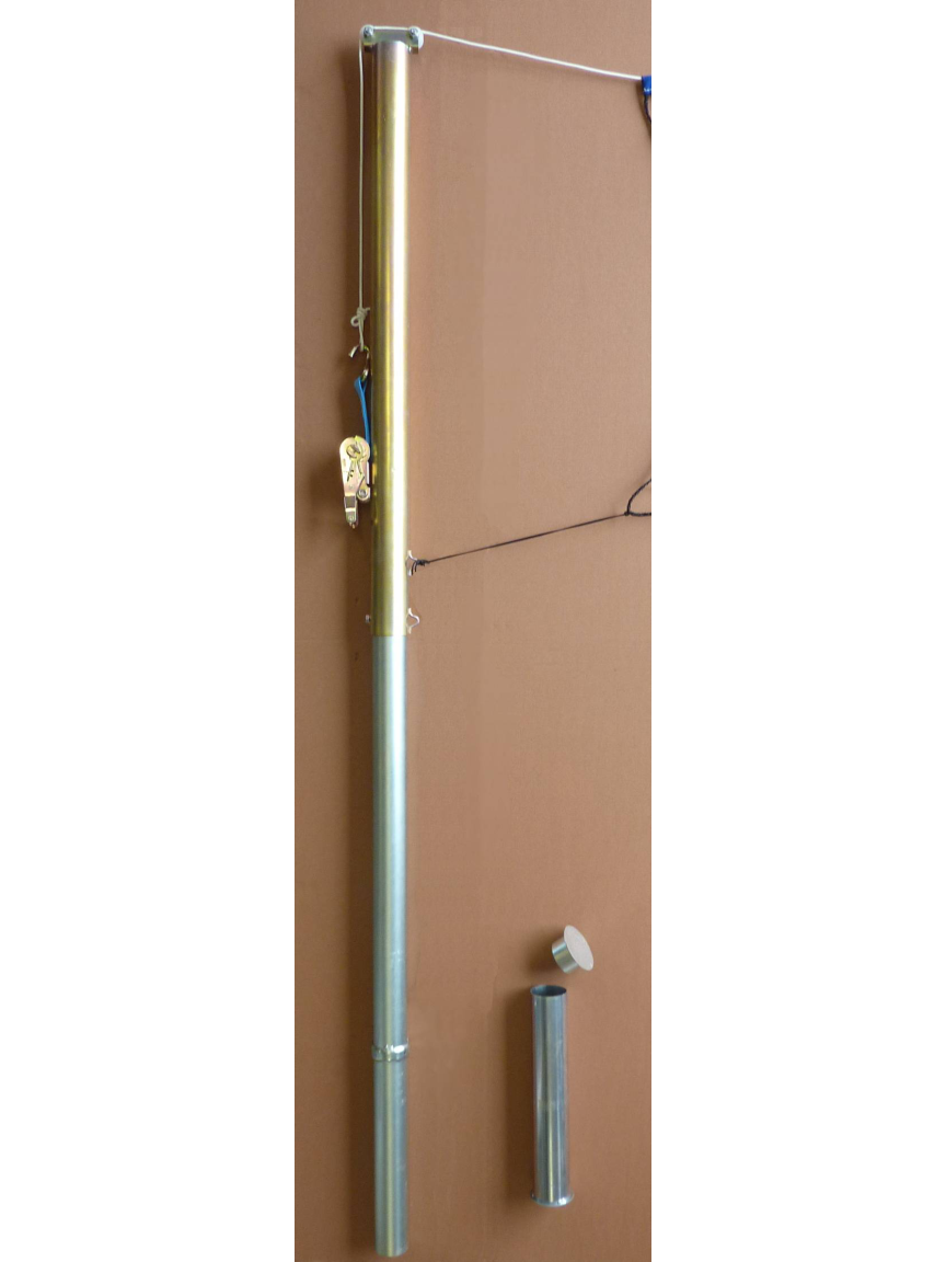 Impianto pallavolo telescopico monotubolare diametro70 mm con bussole zincato completo di tendirete