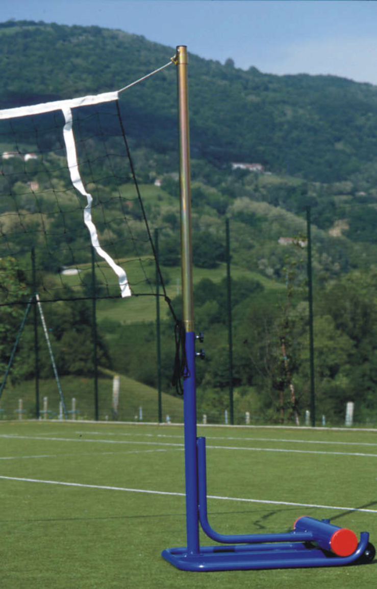 Impianto volley minivolley superminivolley zavorrato trasportabile su ruote con tendirete a fibbia completamente smontabile ed antinfortunistico