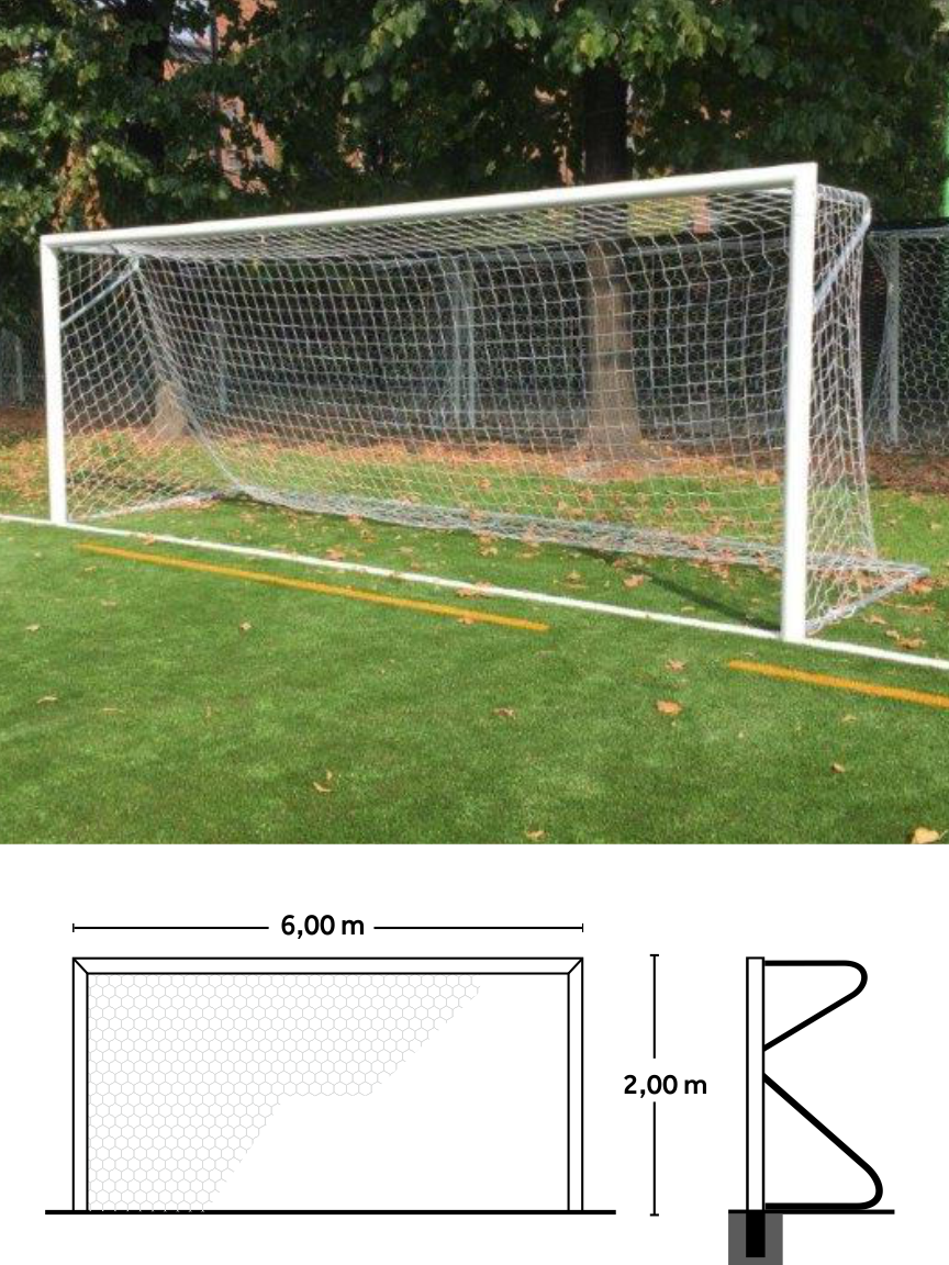 porte calcio ridotte 6x2 in alluminio