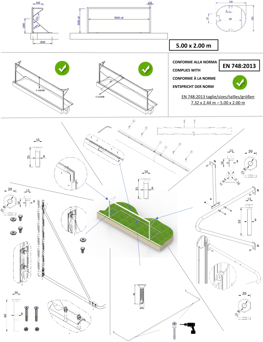 COPPIA PORTE MOBILI 5 X 2 mt - TUBO Ø 100/120 mm