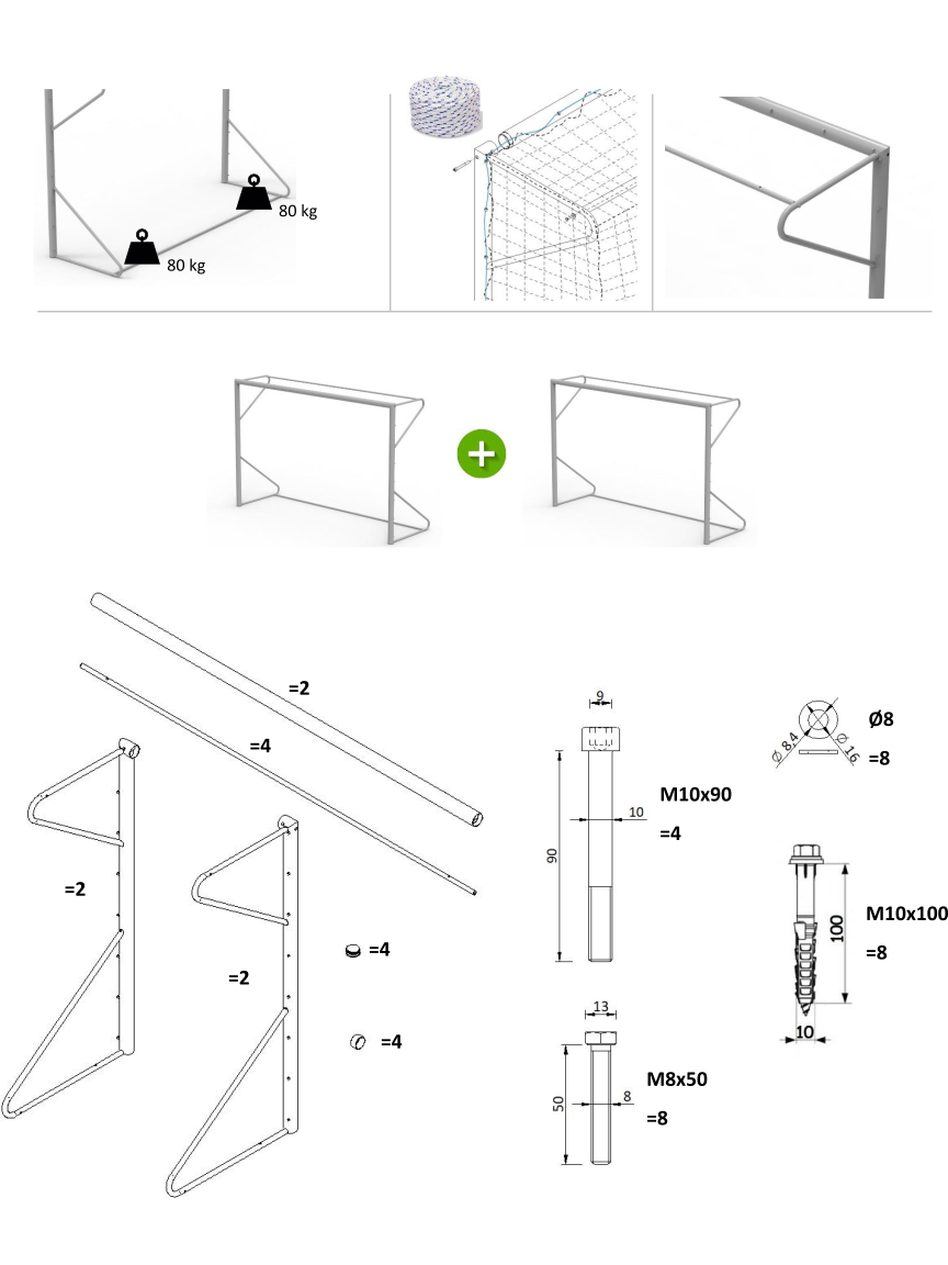 COPPIA PORTE MOBILI 3 X 2 mt - TUBO Ø 80 mm