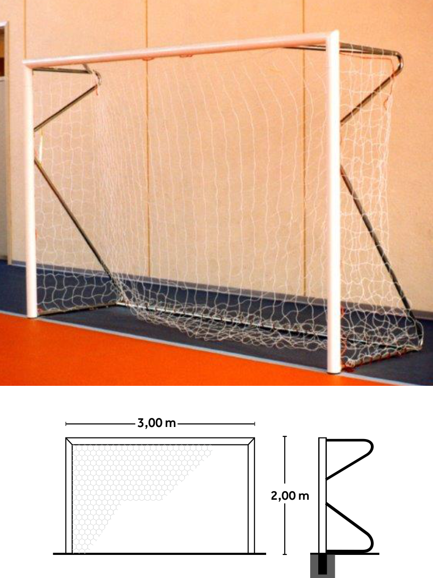 porta calcetto fiisa 3x2 acciao tubo Ø 80 mm bossole da interrare