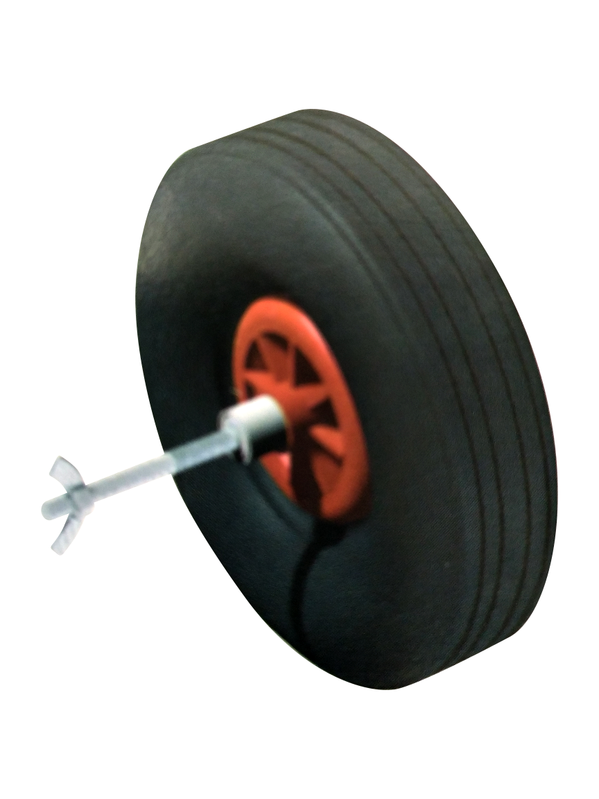 coppia ruote per porte trasportabili tubo da 80 mm fissate tramite perno