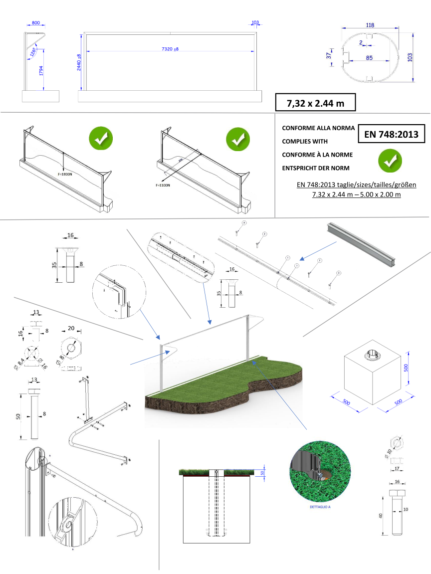 COPPIA PORTE FISSE 7,32 X 2,44 mt - TUBO Ø 100/120 mm