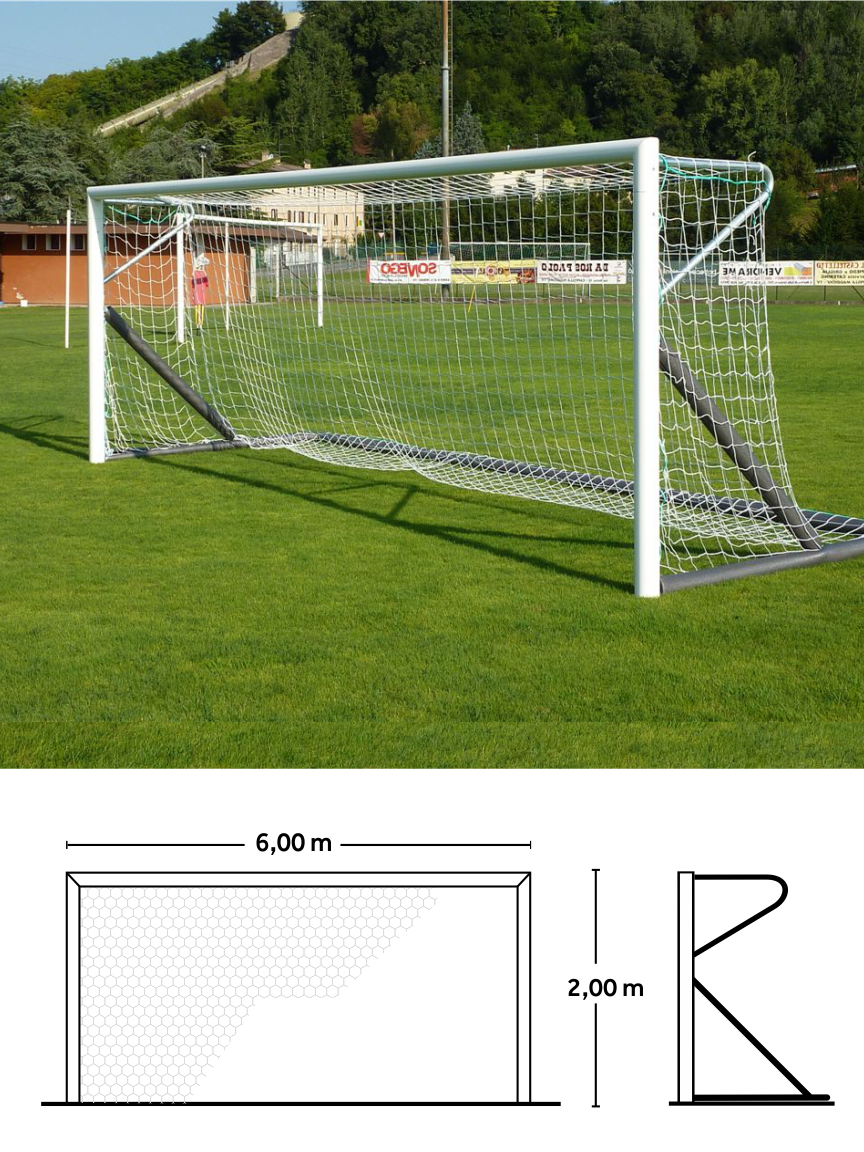 coppia porte calcio ridotte mibili 6x2 alluminio
